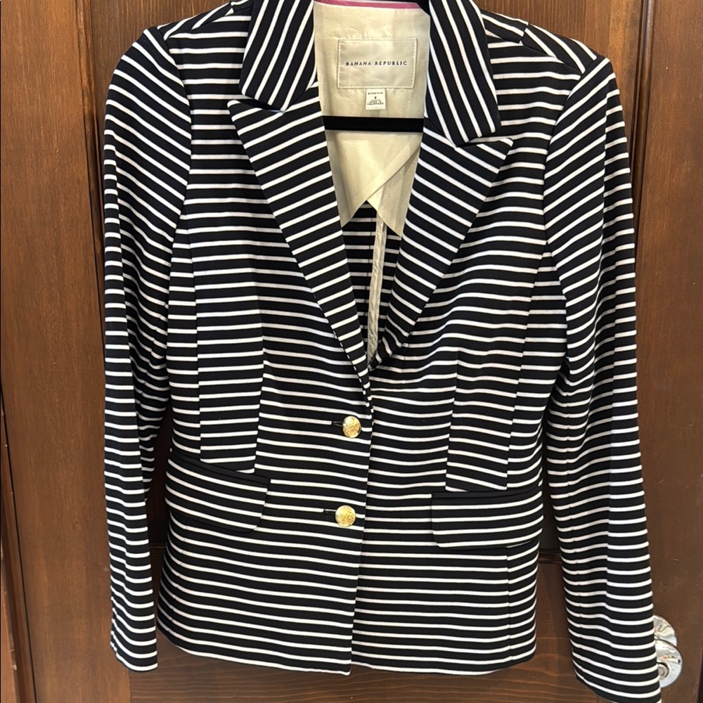 Banana Republic Navy & White Striped Blazer Size 4